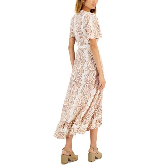 TINSEL Petite PXL White & Beige Snake Print  Printed Wrap Maxi Dress NWT - Picture 2 of 6